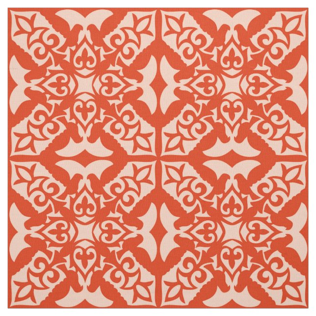 Moroccan tile - coral orange and peach fabric (Swatch)