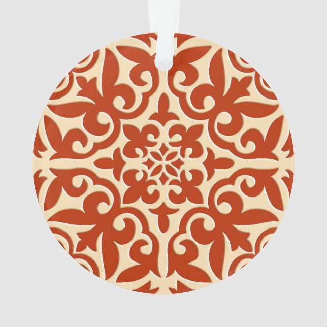 Moroccan tile - coral orange and peach ornament (Back)