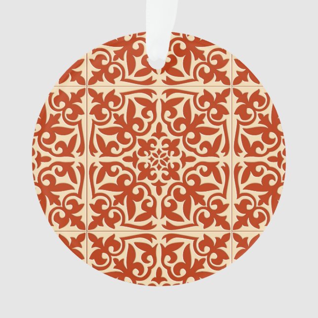Moroccan tile - coral orange and peach ornament (Front)