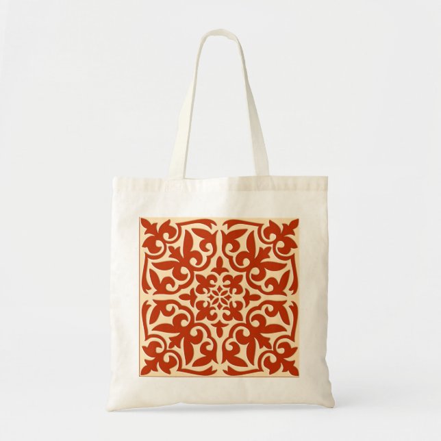 Moroccan tile - coral orange and peach tote bag (Front)