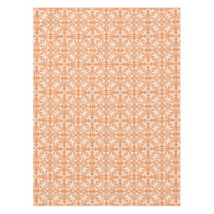 Moroccan tile - coral orange and white tablecloth