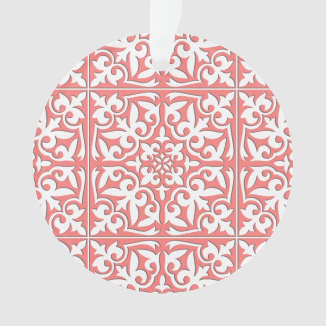 Moroccan tile - coral pink and white ornament (Front)