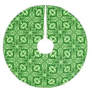 Moroccan tile - dark pine green brushed polyester tree skirt