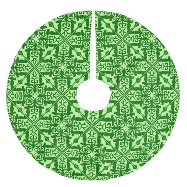 Moroccan tile - dark pine green brushed polyester tree skirt (Front)