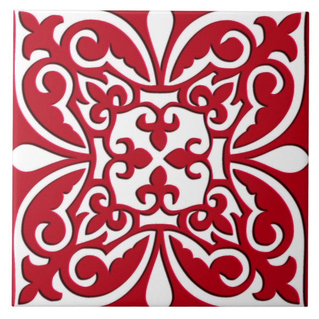 Moroccan tile - dark red and white (Front)