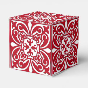 Moroccan tile - dark red and white favour box