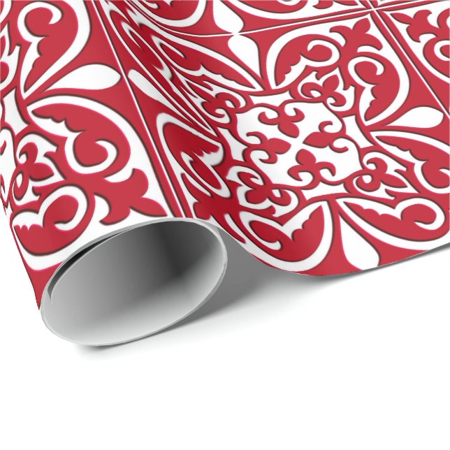 Moroccan tile - dark red and white wrapping paper (Roll Corner)