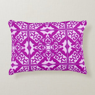 Moroccan tile - deep orchid and pink decorative cushion
