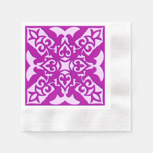 Moroccan tile - deep orchid and pink napkin