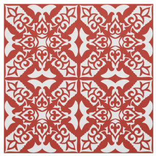 Moroccan tile - deep red and white fabric