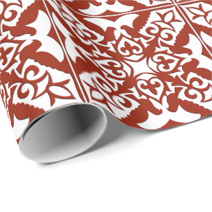 Moroccan tile - deep red and white wrapping paper