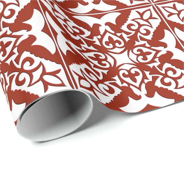 Moroccan tile - deep red and white wrapping paper (Roll Corner)
