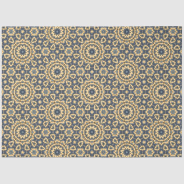 Moroccan tile design in blues and yellows  tissue paper (Front)