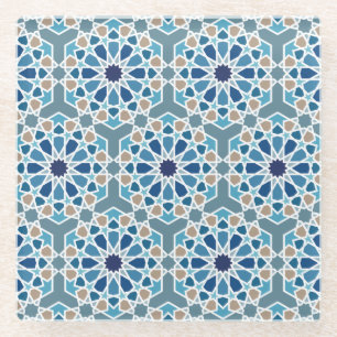 Moroccan tile designs glass coaster