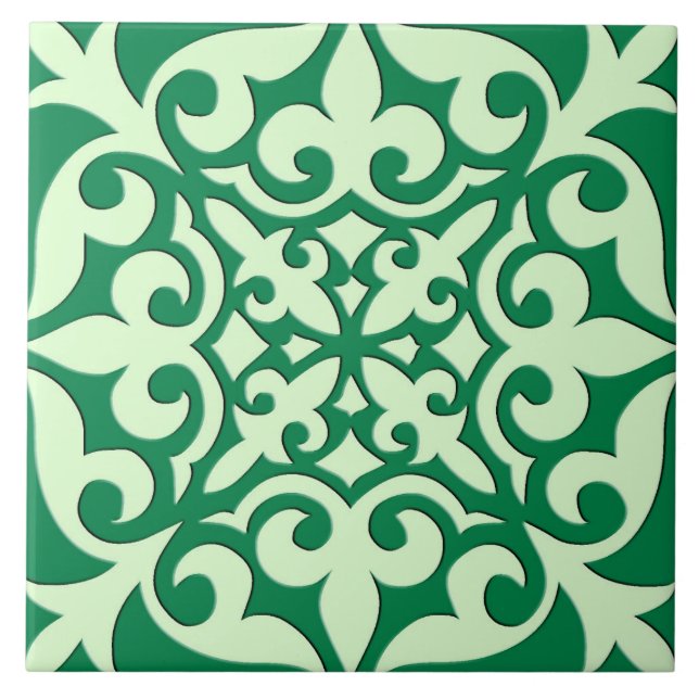 Moroccan tile - emerald and light green (Front)