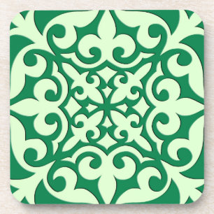 Moroccan tile - emerald and light green coaster