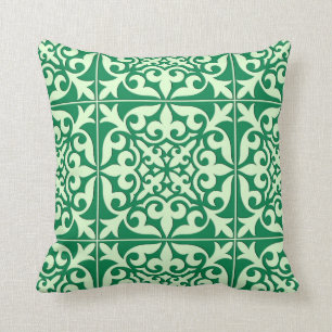 Moroccan tile - emerald and light green cushion
