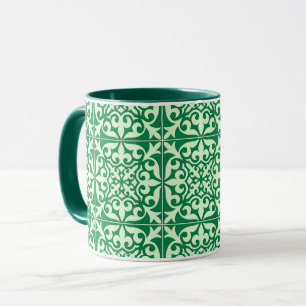 Moroccan tile - emerald and light green mug