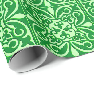 Moroccan tile - emerald green wrapping paper