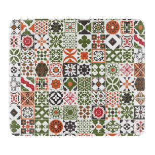 Moroccan tile - green,black,red cutting board