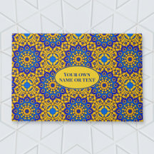 Moroccan Tile in Blue & Yellow with own Text Area
