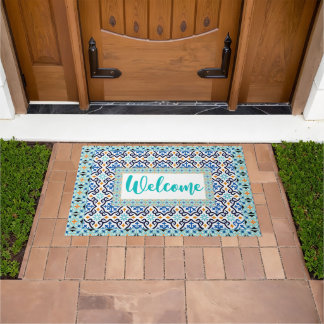 moroccan tile Inspired Design welcome matt Doormat
