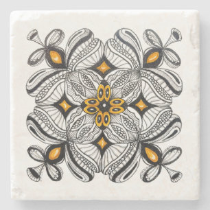 Moroccan Tile Inspired Doodle Stone Coaster