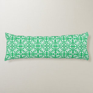 Moroccan tile - jade green and white body cushion