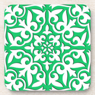 Moroccan tile - jade green and white coaster