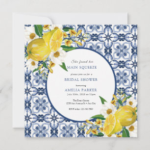 Moroccan Tile   Lemon Citrus Bridal Shower Invitation