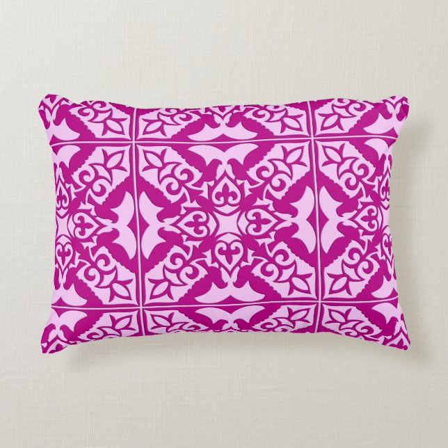 Moroccan tile - magenta and pink decorative cushion (Front)