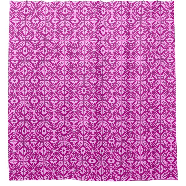 Moroccan tile - magenta and pink shower curtain (Front)