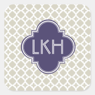 MOROCCAN TILE MONOGRAM SQUARE STICKER