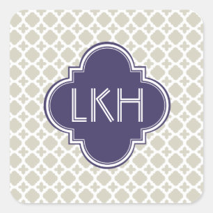 MOROCCAN TILE MONOGRAM SQUARE STICKER
