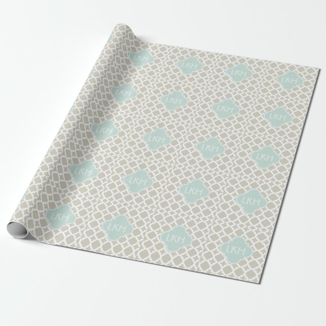 MOROCCAN TILE MONOGRAM WRAPPING PAPER (Unrolled)