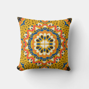 Moroccan tile mosaic illustration pattern cushion
