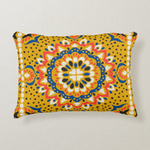 Moroccan tile mosaic illustration pattern decorative cushion