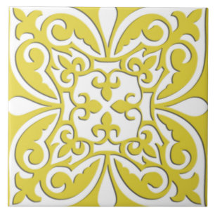 Moroccan tile - mustard yellow and white