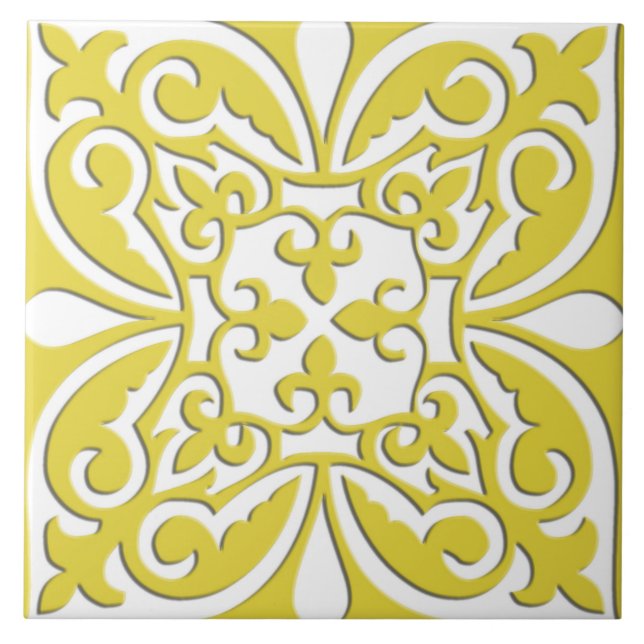 Moroccan tile - mustard yellow and white (Front)