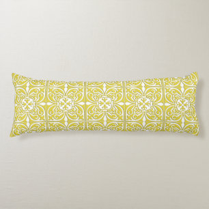 Moroccan tile - mustard yellow and white body cushion