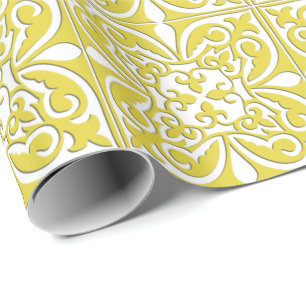 Moroccan tile - mustard yellow and white wrapping paper