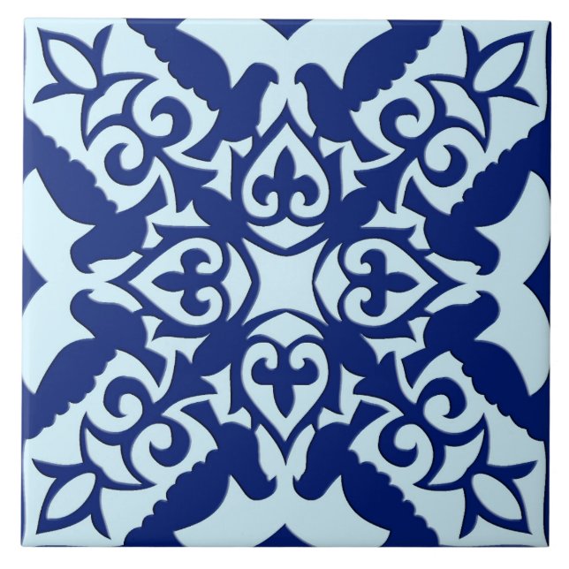 Moroccan tile - navy and light blue (Front)