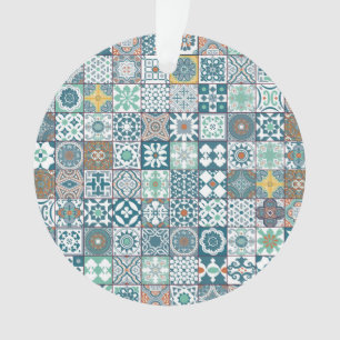 Moroccan tile-orange and light turquoise ornament