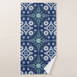 Moroccan tile ornamental mosaic pattern bath towel set