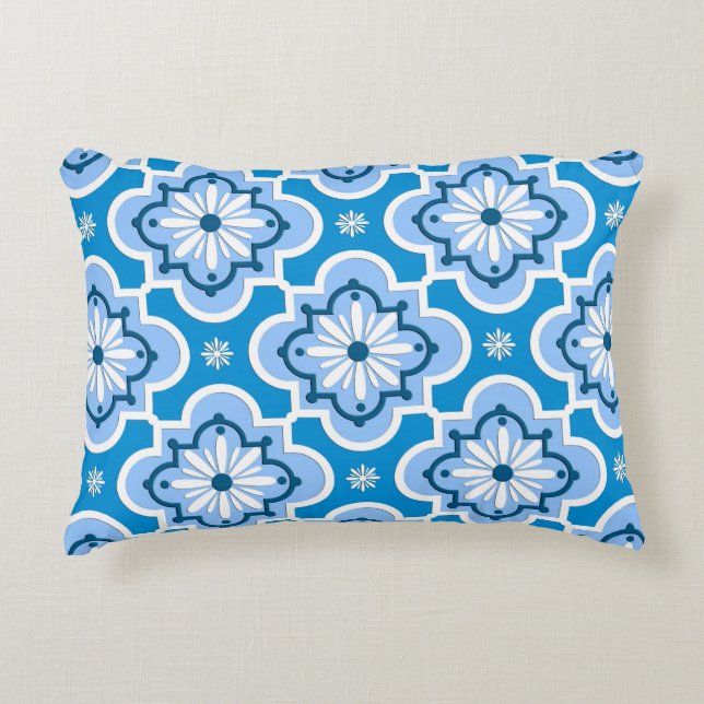 Moroccan tile pattern - Blue and White Decorative Cushion (Front)