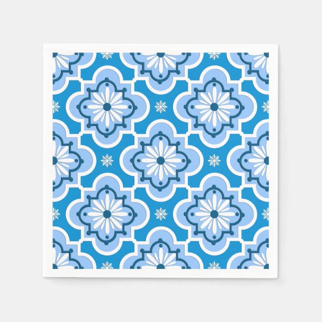 Moroccan tile pattern - Blue and White Napkin (Front)