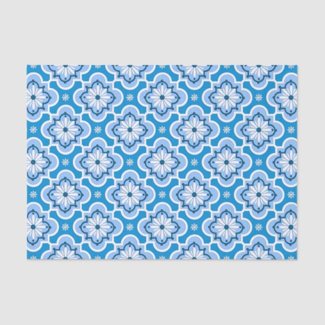 Moroccan tile pattern - Blue and White Tissue Paper (Front)