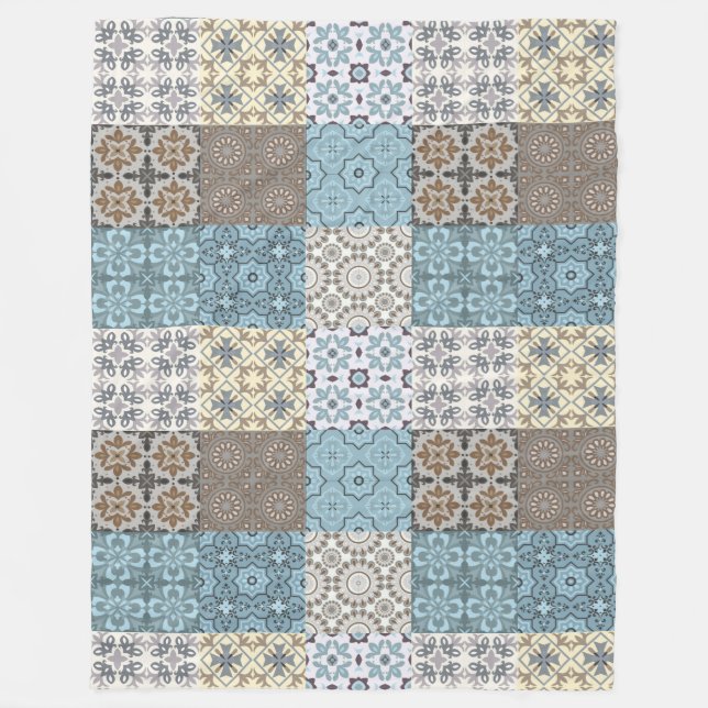 Moroccan Tile Pattern Fleece Blanket (Front)