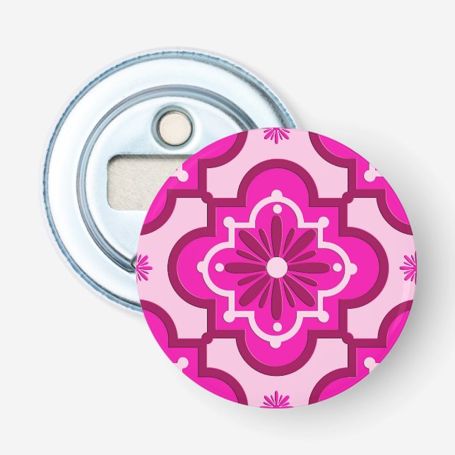 Moroccan tile pattern - Fuchsia Pink Bottle Opener (Front)