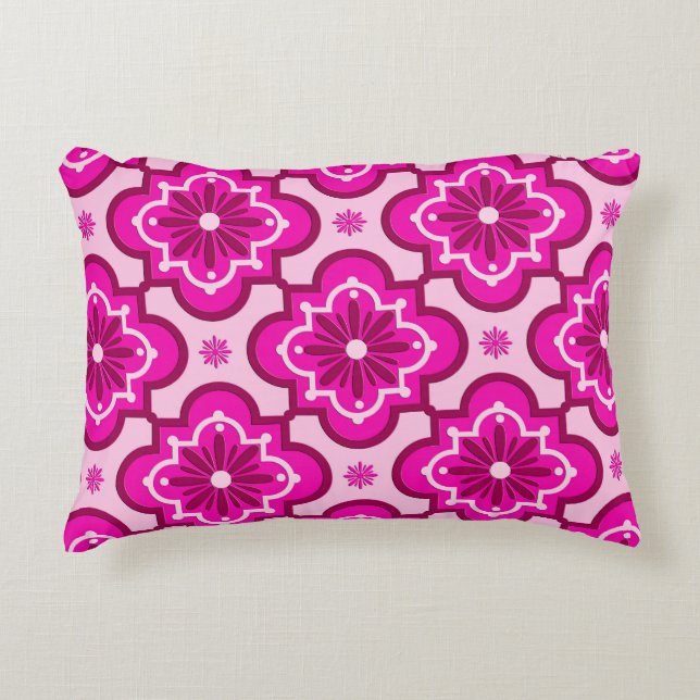 Moroccan tile pattern - Fuchsia Pink Decorative Cushion (Front)
